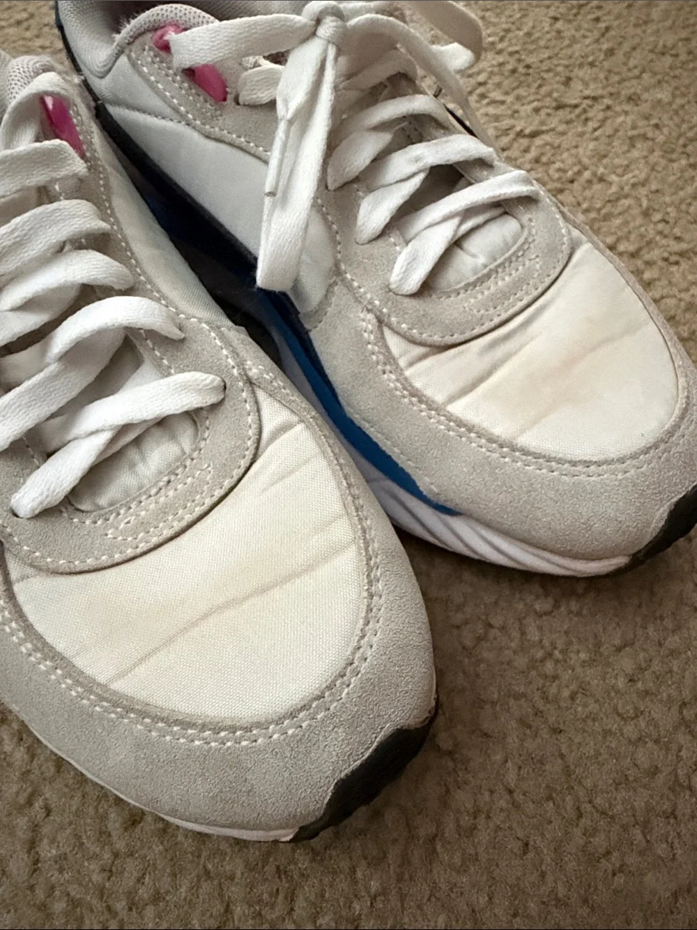 Puma White, Black, Blue & Pink Retro Runner Sneakers